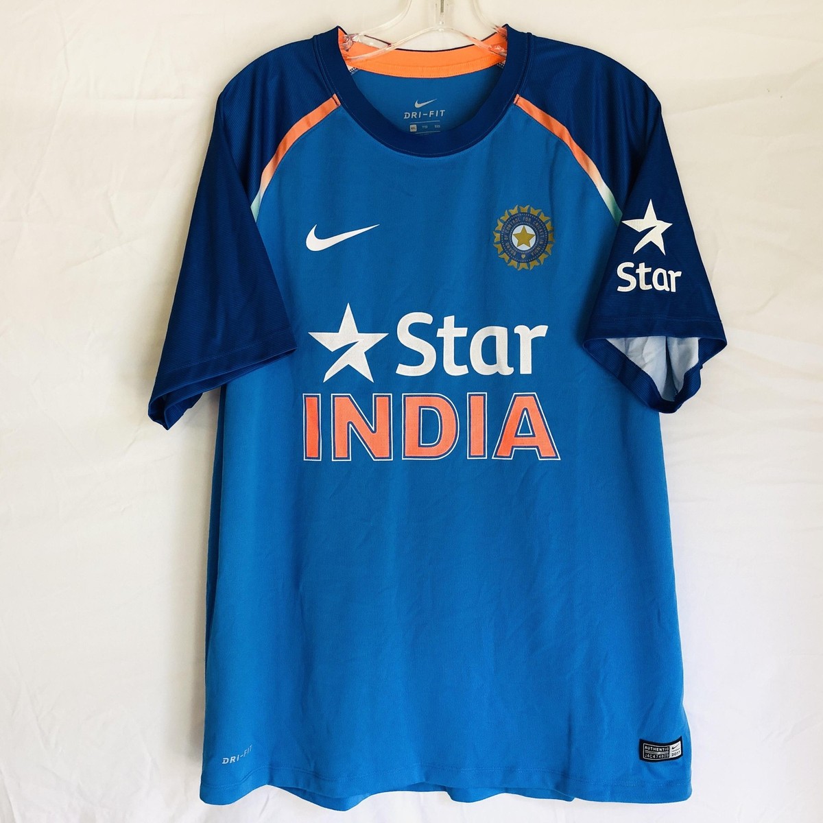 India National Cricket Team Jersey Mens 2XL Blue Cricket Dri-FIT Nike 2017
