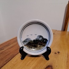 Highland Stoneware Scotland Pin Dish Landscape Mountain Trees Loch 11cm Diameter