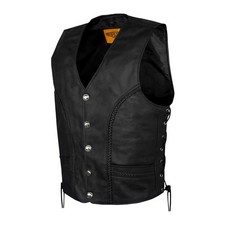 Men's Leather Vest Buffalo Nickel Snaps Naked Cowhide Biker Vest