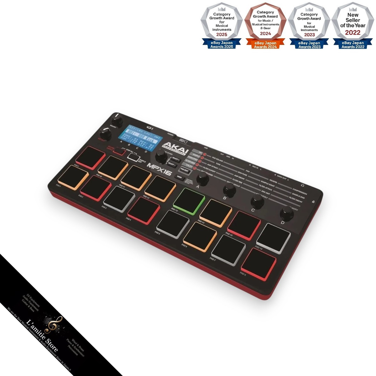 AKAI MPX16 サンプラー 備品完備 動作確認済 AKAI Professional MPX16 Sampler SD Sample Recorder and Player USB