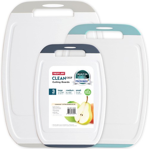 Microban Protection Cutting Board 3 Piece Set, Stain & Odor/BPA Free, Reversa...
