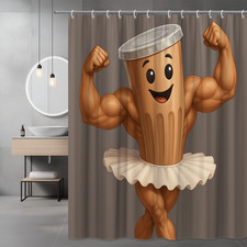 Funny Muscular Shower Curtain with Cute Design