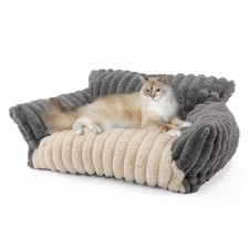 Washable Cat Bed Pet Chair - Cute Fluffy Supportive Cat Sofa for Indoor Kitte...