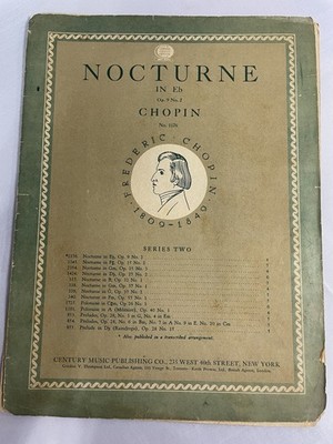 Vintage Century Chopin Nocturne In Eb Op 9 No 2 Piano Sheet Music Green