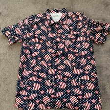 Columbia PFG Trollers Best Stars Stripes Fish Print Vented Shirt Medium USA