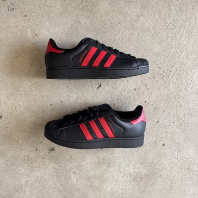 Adidas Originals Superstar II Unisex Casual Shoes Black Lucid Red JQ3176 Men's 9