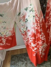 Vintage 40-50  s Silk Japanese Reversible Kimono Made in Japan One Size