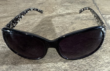 Women  s Black Rhinestone Sunglasses 100 UV Protection Geometric Arms 127mm