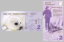 Arctic Territories 2 Polar Dollars Souvenirschein Note 2010 Robbe Polymer