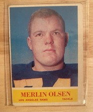 Merlin Olsen Rookie #91 Philadelphia Gum 1964 Los Angeles Rams NFL Football Card. rookie card picture