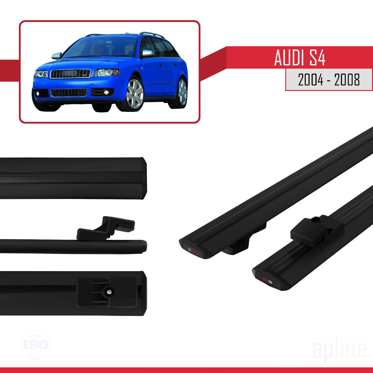 Barres de toit BASIC noir alu pour Audi S4 2004-2008