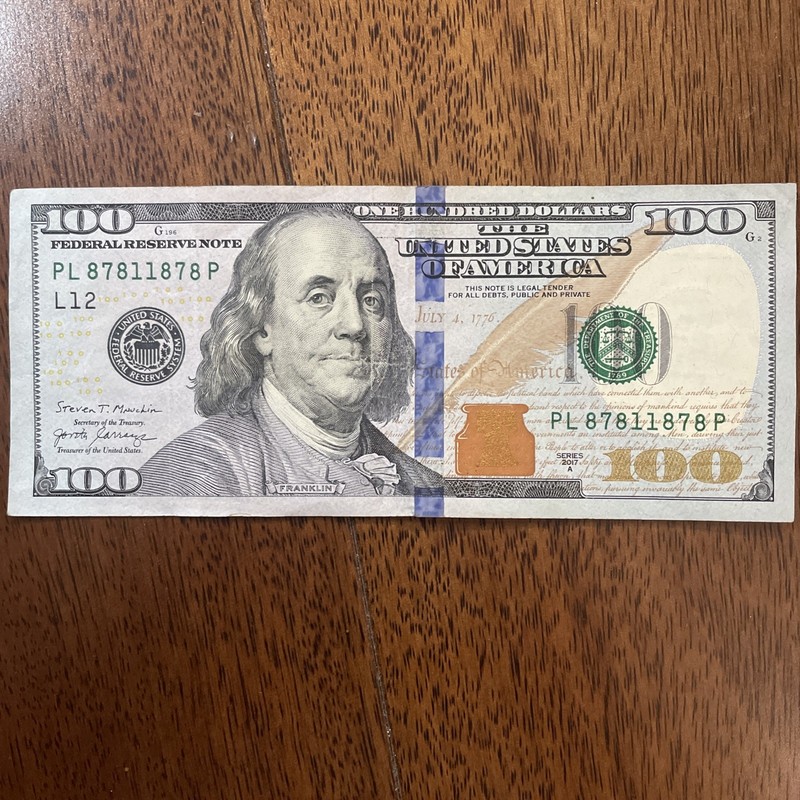 Fancy Serials Numbers “RADARS” Trinary $100 2017A PL(87811878)P