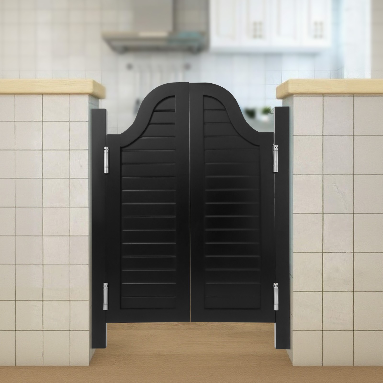 Entrance Partition Door, 180° Swing Solid Wood Door, Modern Shop Partition Door