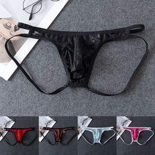 Mens See Through Hollow Lace Thongs Low Rise Underpants Pouch Underwear