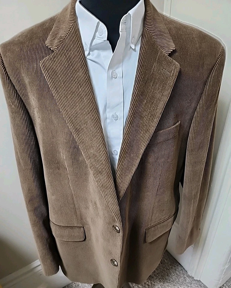 Blazer Michael Kors Para Hombres XL 46 Marrón Pana Abrigo Deportivo Clásico Parches en el Codo Foto 2 de 4