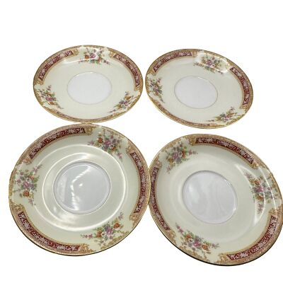 VTG Occupied Japan Noritake Red Lace Pattern set of Saucers