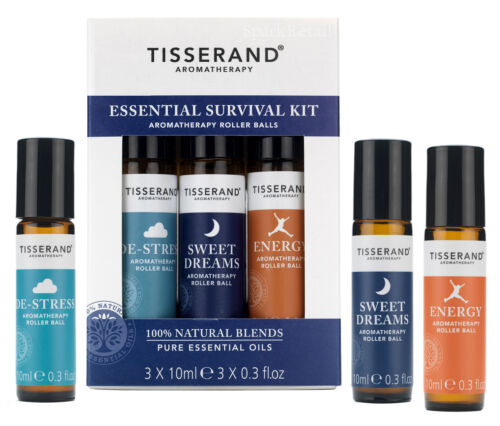 Tisserand ESSENTIAL SURVIVAL KIT Aromatherapy Rollerball Trio Gift Set  - Picture 1 of 1