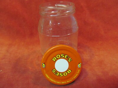 VINTAGE 4 3/4'' EMBOSSED CADBURY SCHWEPPES ROSE'S CHOCOLATES JAR WITH LID