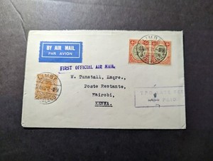 1932 British Nyasaland Airmail First Flight Cover FFC Limbe to Nairobi Kenya