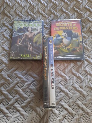 3 New Children's DVDs:Black Stallion/Cougar Canyon, Jungle Book, Secrets of the 