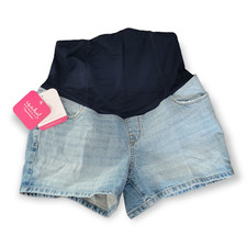 Isabel Maternity Jean Shorts Womens Size 4/27 Crossover Panel Blue