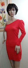 unbranded red one shoulder cut out back jersey unlined mini dress, size S