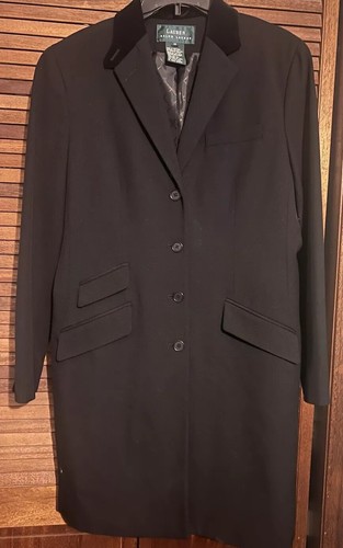 Lauren Ralph Lauren women's wool black overcoat size 10 velvet collar