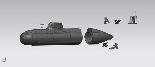 Type 212 1/72 submarine U-Boot-Klasse 212 A 3D print 735mm RC model ship kit - Picture 10 of 10