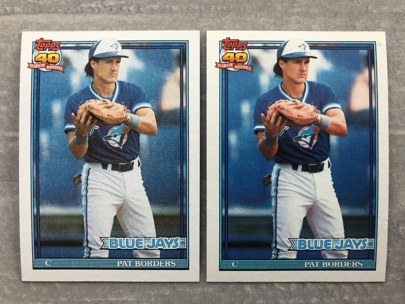 Lot of (2) 1991 Topps PAT BORDERS "Stolen Bases" Error & Corrected Cards #49