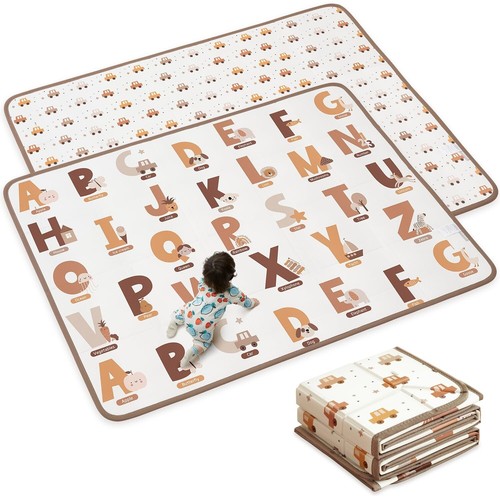 Foldable Baby Play Mat, 71"x55" Double-Sided Cushioned Babies Toddlers Infants