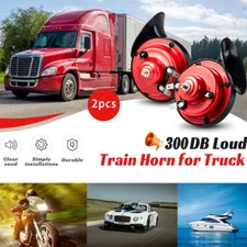 2 PACK 300DB 12V Loud Train Horn Waterproof for Motorcycle Car Truck SUV Boat