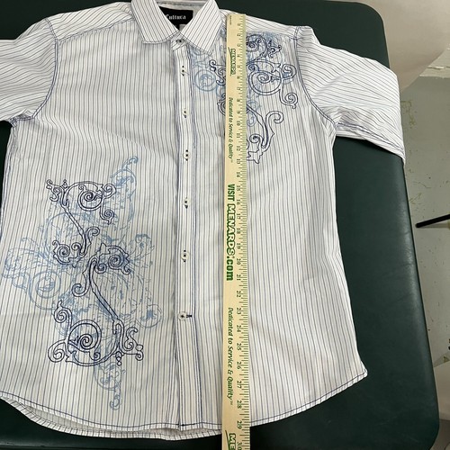 Cultura Camicia Uomo Grande Bottone Manica Lunga Bianco e Blu L (271) - Foto 4 di 10
