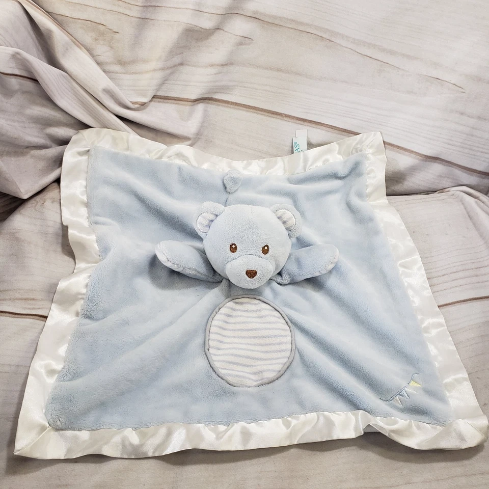 Douglas Teddy Bear Lovey Baby Blue Striped White Satin Trim Plush Sewn Eyes 2016 - Image 4 of 4