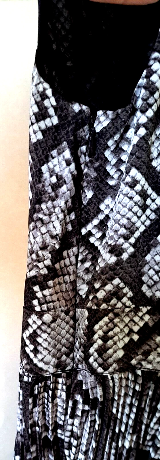 Abito Midi donna Michael Kors stampa pelle di serpente a pieghe medio nuovo con etichette