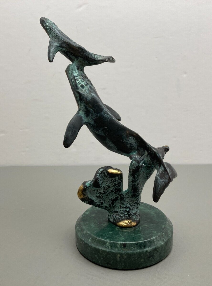 SPI Gallery Humpback Whale and Calf Sculpture Brass Bronze Statue