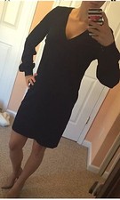 ASOS Loose Shift Dress. Swing. Dark Blue Navy. Gold Buttons. US 4/UK 8. NEW