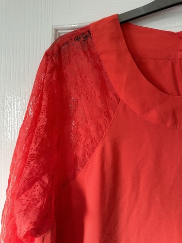 Women Plus Size 24 BNWT Simply Be Orange Top with Lace detail Short Sleeved - Picture 5 of 15