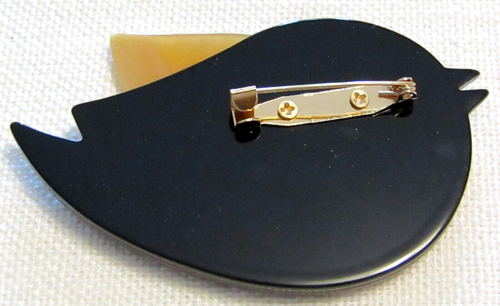 Broche prendedor pájaro acrílico borgoña y beige bellamente hecho a mano - Imagen 3 de 3