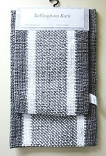 NEW 2 PCS SET BELLINGHAM BATH GRAY,WHITE LOOP BATH RUG,CARPET CHENILLE FLOOR MAT