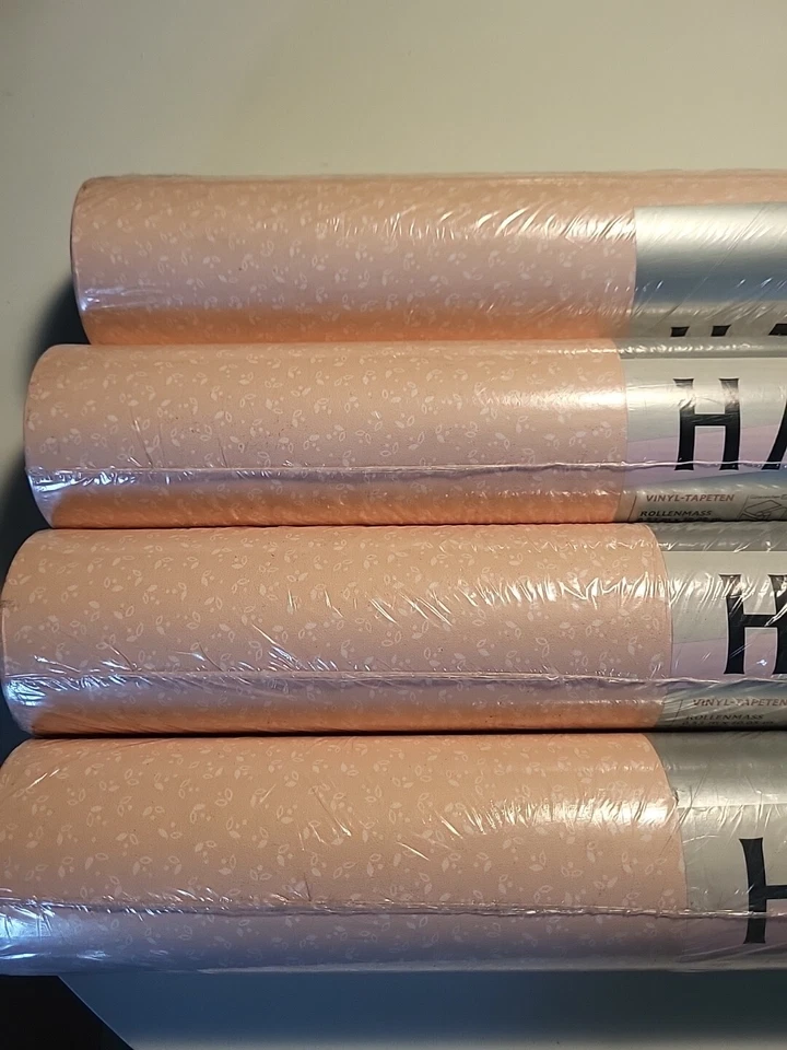 4 rollos de papel tapiz floral rosa Rasch NOS VINTAGE 57 SQ. FT. Cada HECHO EN ALEMANIA Foto 3 de 4