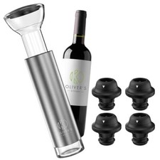 Oliver's Kitchen ® Premium Wine Saver - Vacuum Pump with 4X Wine Stoppers