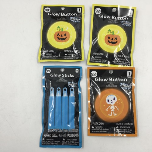 Lot of 7 Halloween & Glow Party Favors: Wands, Door Cover, Glow Sticks, Buttons - Picture 3 of 3