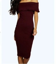 Willow Oversized Off The Shoulder Bodycon Dress Berry UK 12 RRP £18 LN011 GG 07