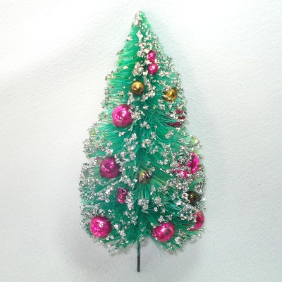 Flat Back 7 Inch Decorated Christmas Bottle Brush Tree Ebay