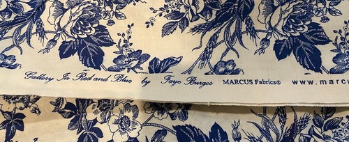 Faye Burgos for Marcus Brothers Blue Roses Floral Fabric 106 X 118” - Picture 3 of 4
