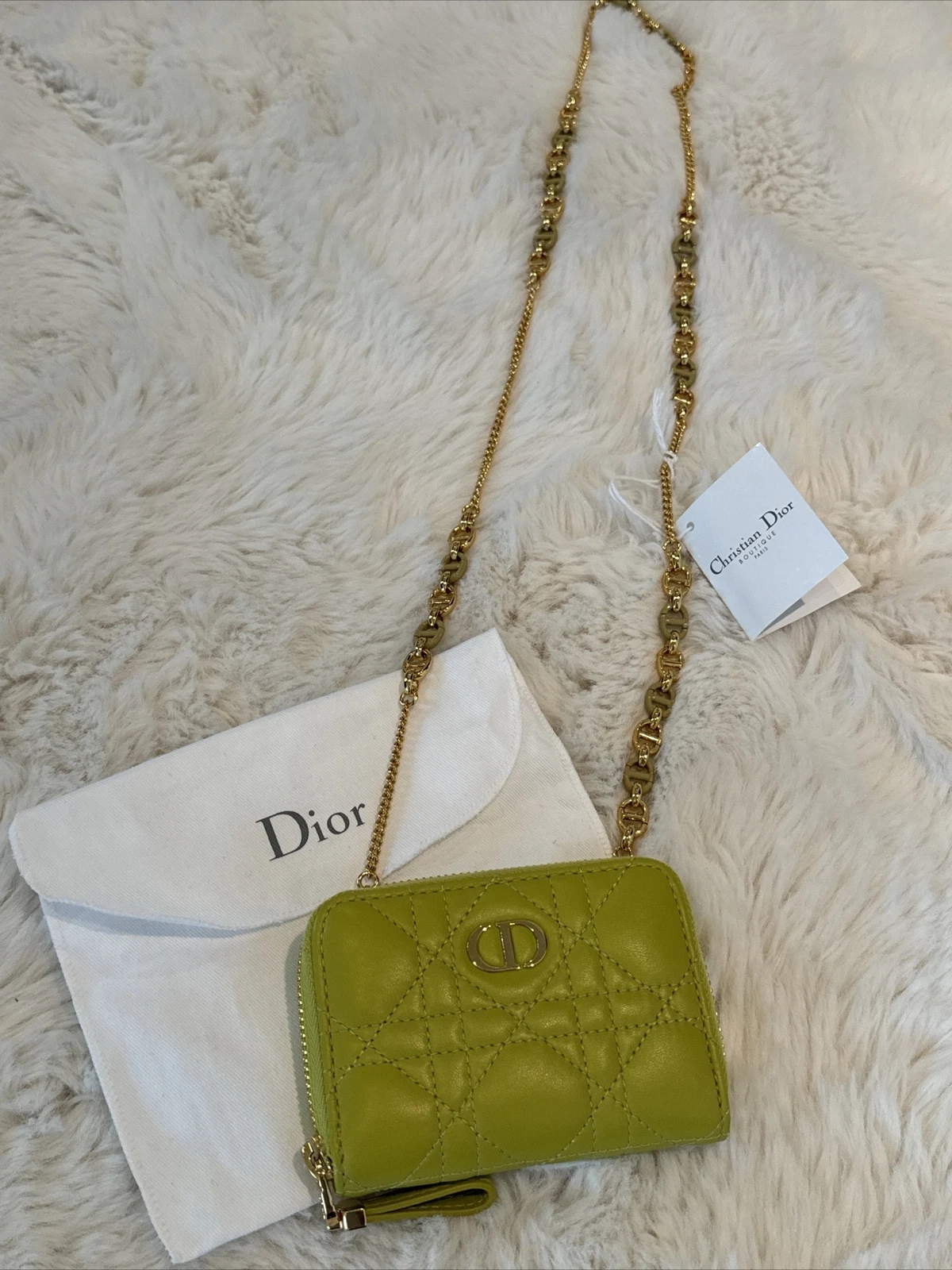 Christian Dior Mini Caro Cannage avec chaîne dorée amovible sac en peau d'agneau NEUF