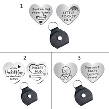 PU Cover Keyring Engraving Little Pocket Hug from Mummy Keychain for Women Girl