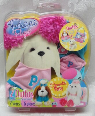 New Pucci Pups Puppy Clothing Sports Party Sets 2 Outfits & Accessories 6 Pcs 