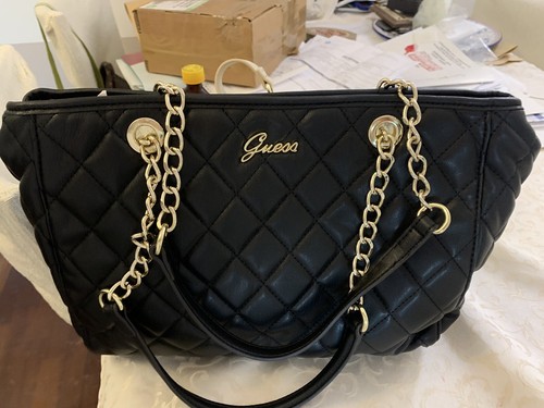 Borsa Guess Nera Con Catena Media E Manici Pelle | eBay