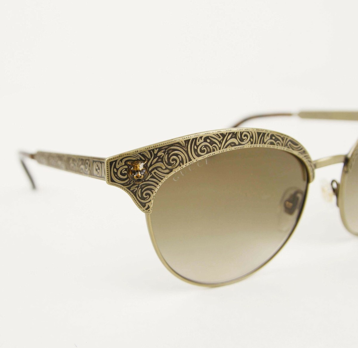 ファイト❣️GUCCI Sunglasses〝Gold TigerEye〟 Gucci Women's Gold Metal Frame Sunglasses with Tiger Heads